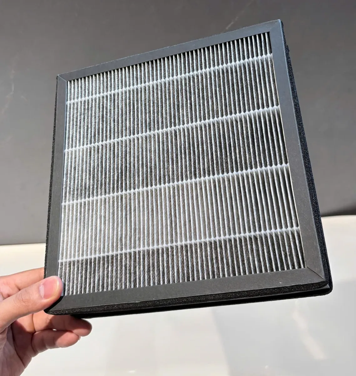 Close-up of a CyberVent fresh air system filter
